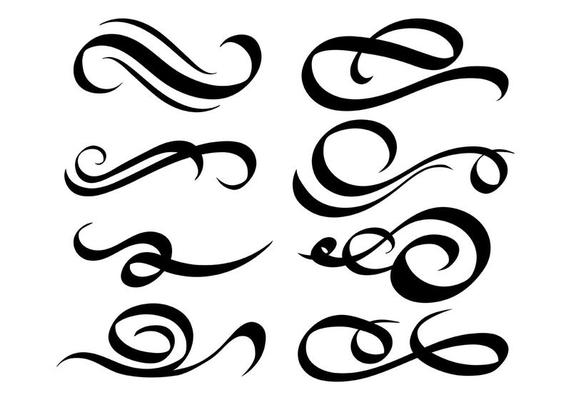 Text swooshes typography swirl ornament Royalty Free Vector