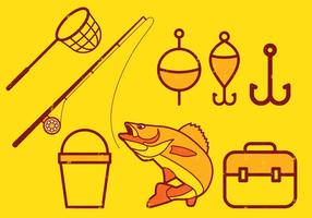 Iconos de pesca conjunto vector