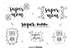 Conjunto de etiquetas Super Mom vector