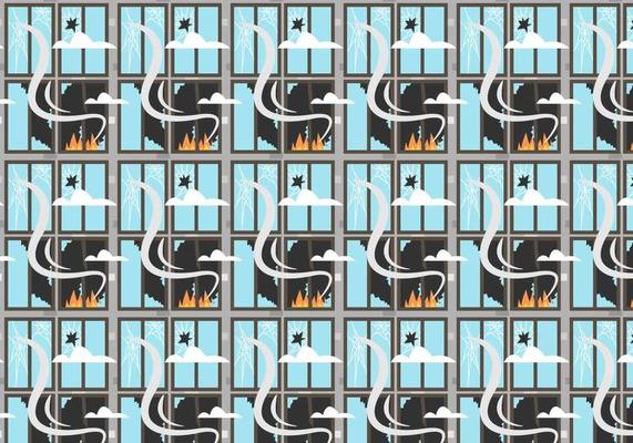 Fire and Broken Windows Pattern Vector