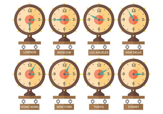 Free Time Zone Icons Vector