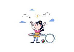 A girl playing hoola Hoop 594720 Vector Art at Vecteezy