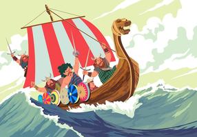 Viking Ship In The Middle A Storm Vector