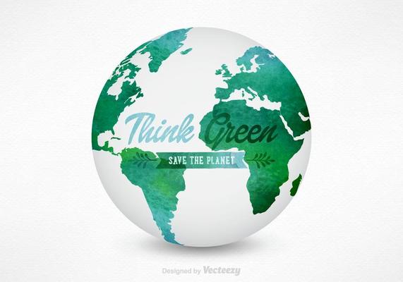 3D Watercolor World Map Globe Vector