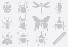 Iconos de insectos grises vector