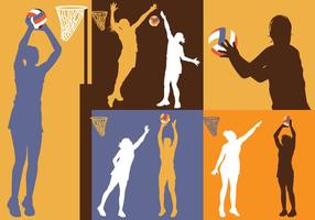 Retro Netball Silhouette Vectors