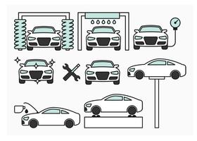 Iconos de mantenimiento de automóviles vector