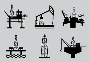 Oil field silhouette vector pack