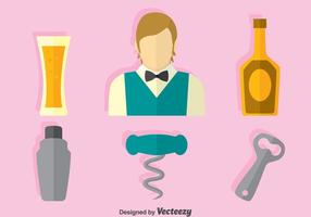 Barman elemento plana iconos vectoriales vector