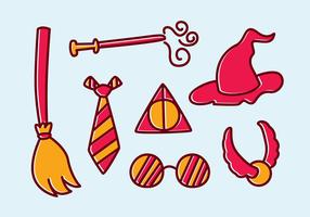 Colorful set of hand drawn wizard elements vector