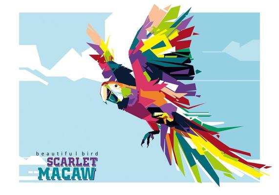 The Colorful Scarlet Macaw in Popart