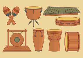 Conjunto de instrumentos de percusión vector