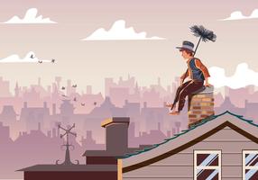 Chimney Sweep Sitting On Pipe vector