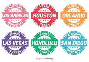 Cities and States Vector Stamps