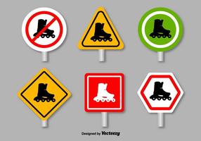 Roller Skates Prohibition Signs - Vector