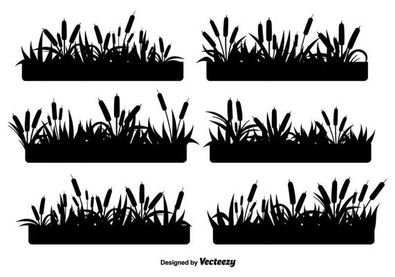 Reeds Black Icons Vector Set