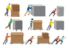 Free Man Pushing Boxes vector