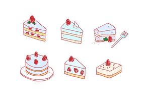 Handdrawn Strawberry Shortcake conjunto de vectores