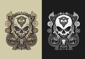 Gothic skull with vintage filigree vector