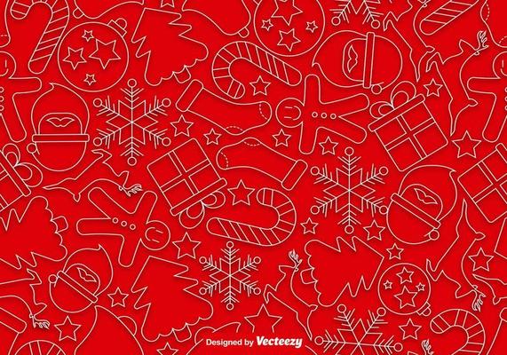 Christmas Line Style Icons Seamless Pattern