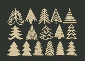 Hand Drawn Christmas Tree Vector Set