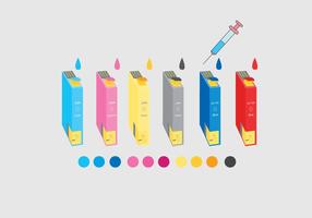 Ink Cartridge Colorful Vector