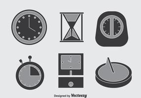 Clock Grey Icons Vector