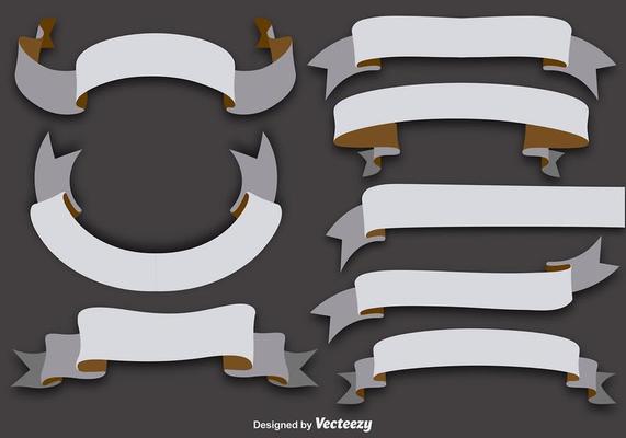 Set Of 8 Vector Flat Ribbons