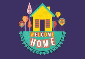 Retro Stitched Welcome Home vector
