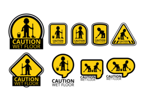 Wet Floor Icons Vector