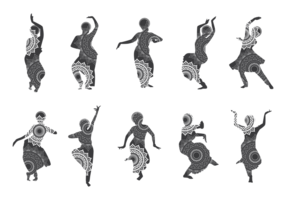 Silhouettes of Bollywood Dancers vector