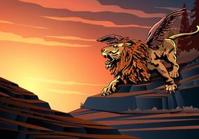 Winged Lion Screaming vector