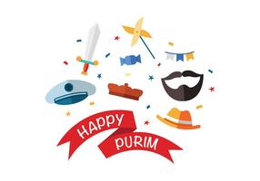 Happy Purim Vector Icons