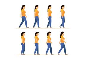Woman walking cycle vectors