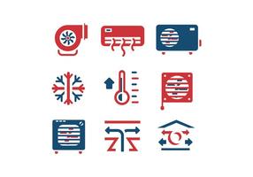 Air conditioning set vector icons