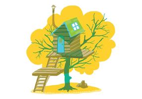 Summer Tree House Vector Illustration