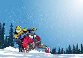 Hombre en el vector Snowmobile