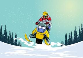 Riding Snowmobile Vector