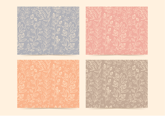 Vector Linear Floral Patterns
