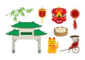China Town Element Vector Free