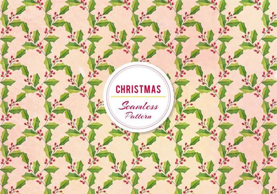 Vector Christmas Holly Pattern