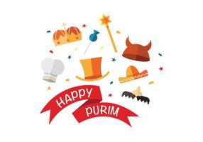 Happy purim vector icons