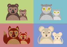 Mom Child Animal Vector Illustration