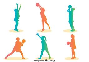 Colorful Silhouette Netball Player Vector