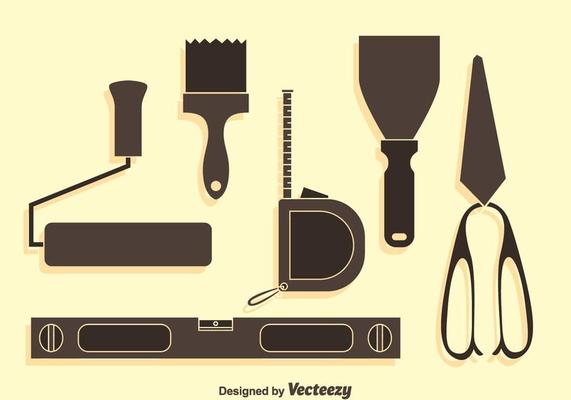 Home Construction Tools Silhouette Vector Set