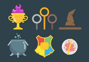 Flat style wizard icons vector