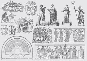 Gris Ilustraciones del arte griego vector