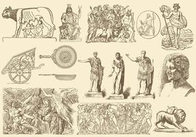 Sepia Greek Art Illustrations vector