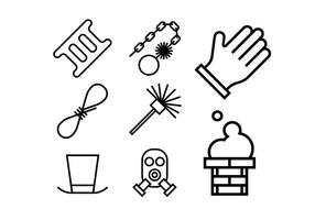 Chimney and heating coal icons set vector