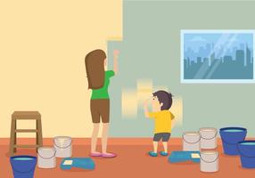 Free Mom And Child Painting Illustration vector